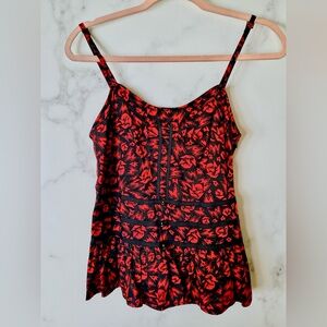 Marc By Marc Jacobs Red and Black Floral Top
